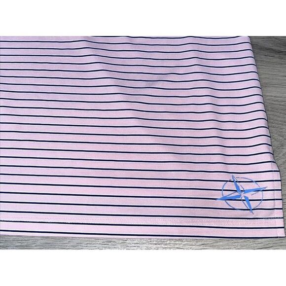 B. Draddy Large Men's Pink Striped Golf Polo Embroidered Striped - Picture 8 of 9
